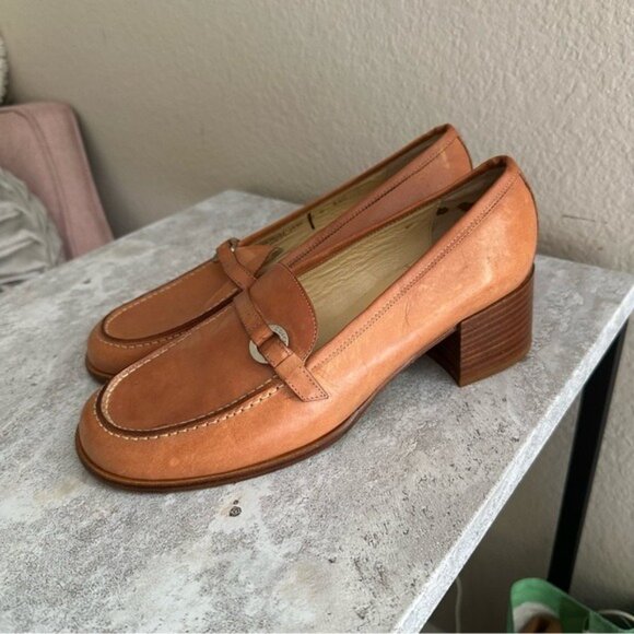 Coach Vintage Gertrude Heeled Loafers Black Leather Size 8B Classic Preppy - Picture 4 of 15